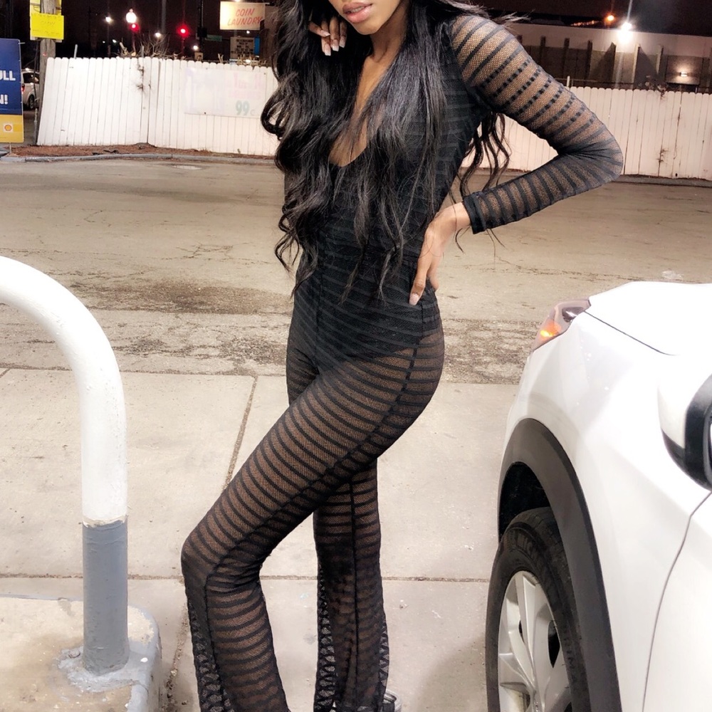 Black Mesh Jumpsuit/Bodysuit One piece